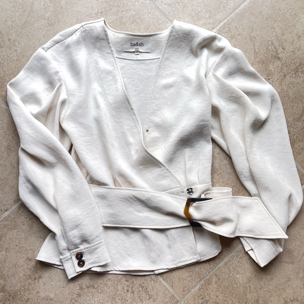 Ba&sh Cream Belted Wrap Top❗️FIRM PRICE❗️